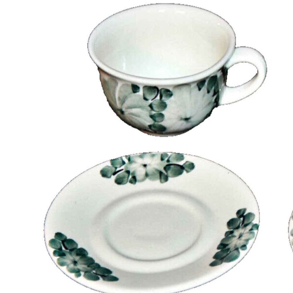 Polish Cup & Saucer Hand Painted Makers Stamp Poland Made